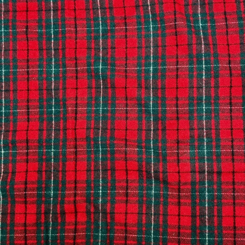 Vintage Pendleton‎ Plaid Wool Blanket Red Green Fringe Throw 100% Virgin Wool